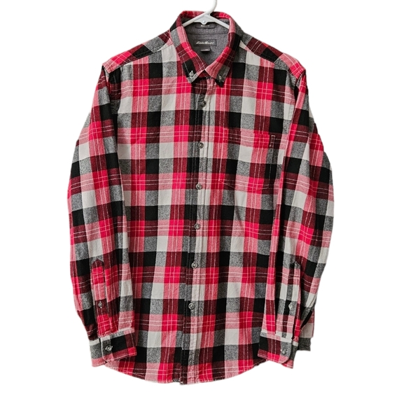 Eddie Bauer Men's Flannel Button Down Shirt Size M Relaxed Fit Plaid Red… - Picture 1 of 12